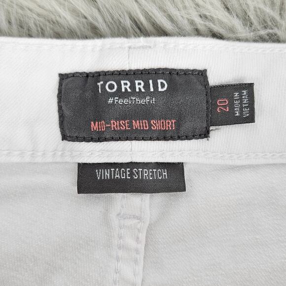 Torrid White Mid Rise Mid Shorts Size 20 Vintage Stretch Denim Cotton Blend - Picture 5 of 11